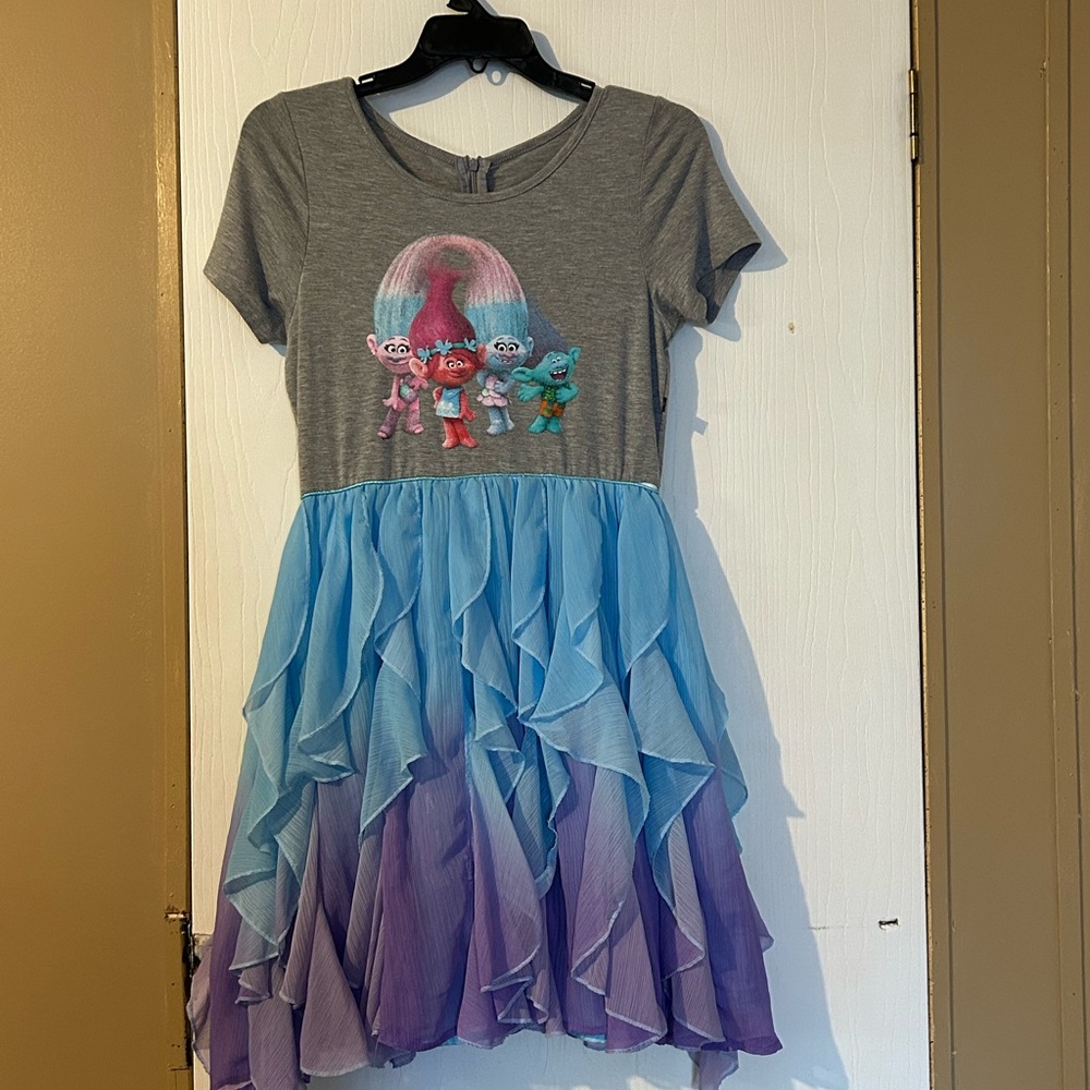 Kids Gray and Blue Trolls Dress